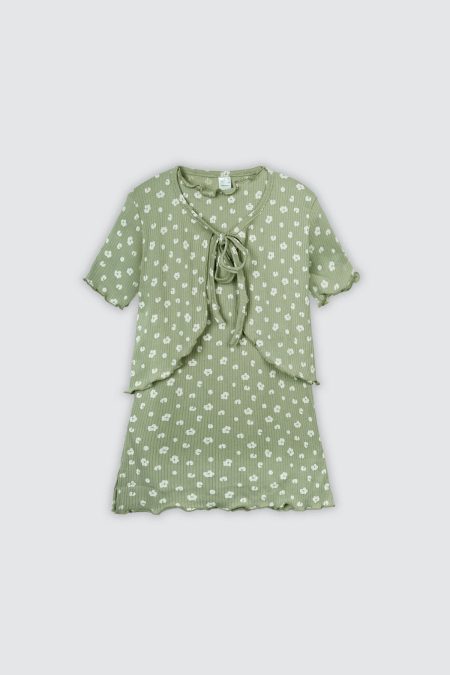 Kivaa Dress Set Green Flower