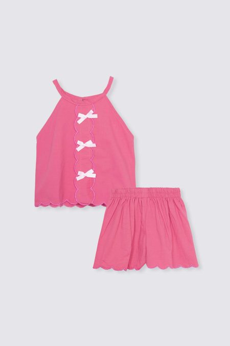 Gracie Scallop Set Dark Pink Depan