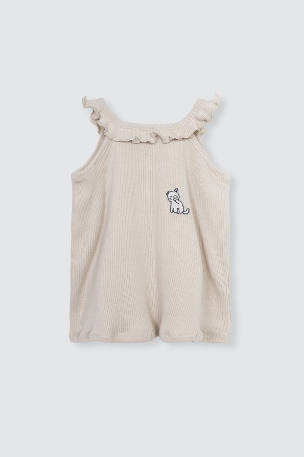 Koemi Ruffle Tee Creme Brulee Depan