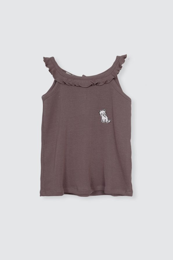 Koemi Ruffle Tee Latte Depan