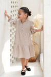 Raina-Embroidery-Dress-Brown-on model 1