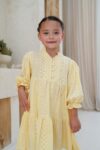 Raina-Embroidery-Dress-Yellow-on model 1