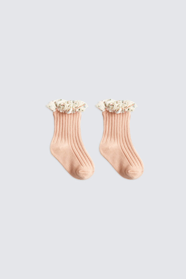 Flower-Ruffle-Socks-Pink
