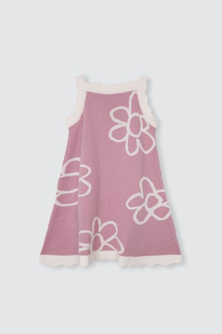 Flowery Knit Dress Pink