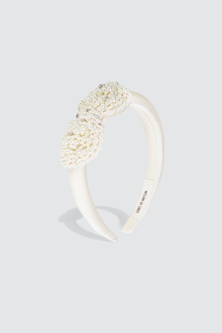Lucie Pearl Bow Headband Ivory