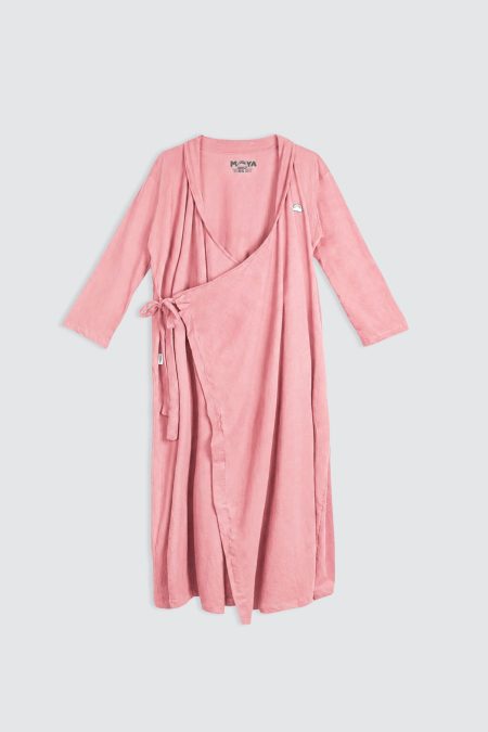 Moya Long Maternity Kimono Set Peony Pink