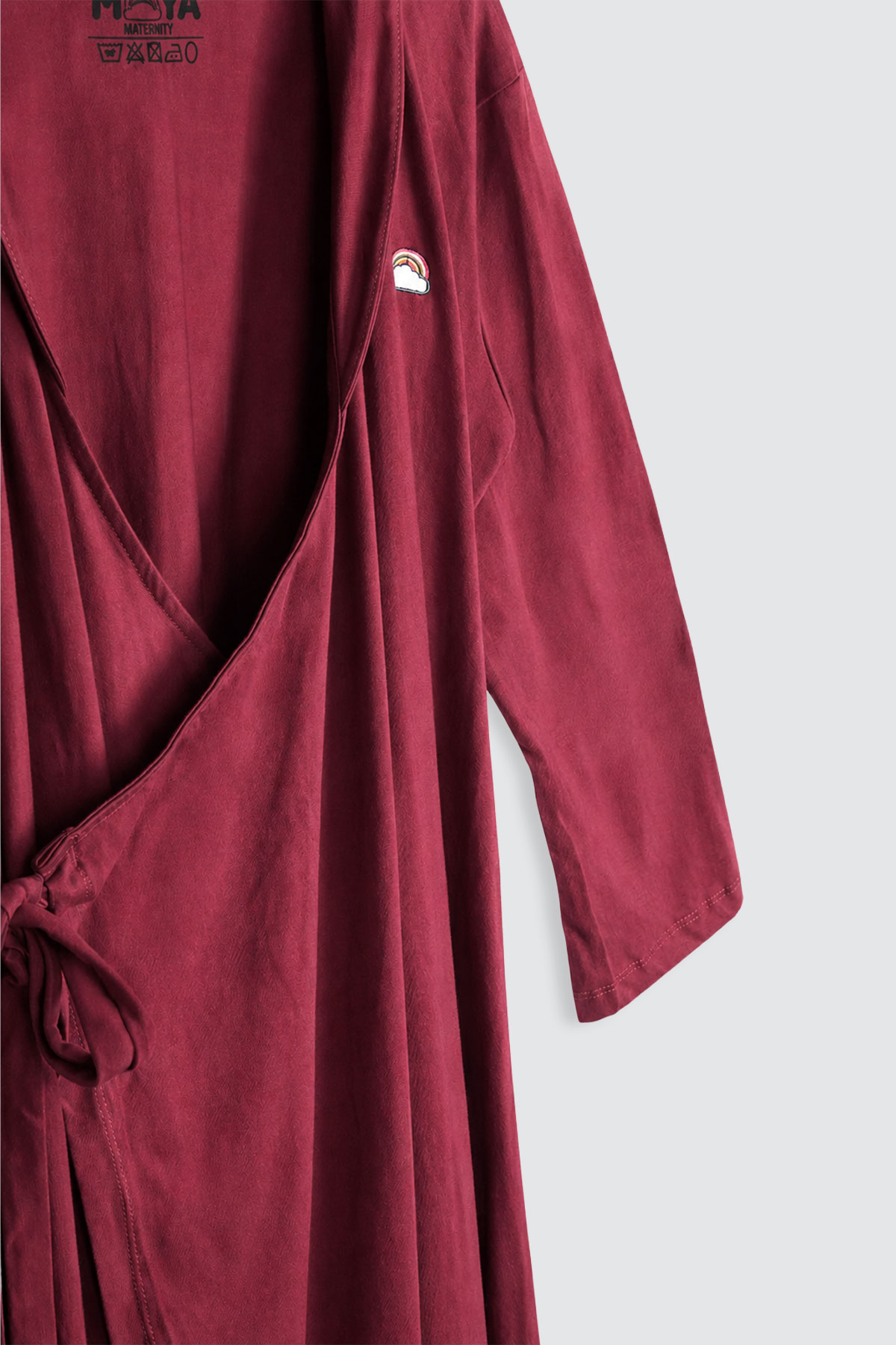 Moya-Long-Maternity-Kimono-Set-Red-Plum-detail