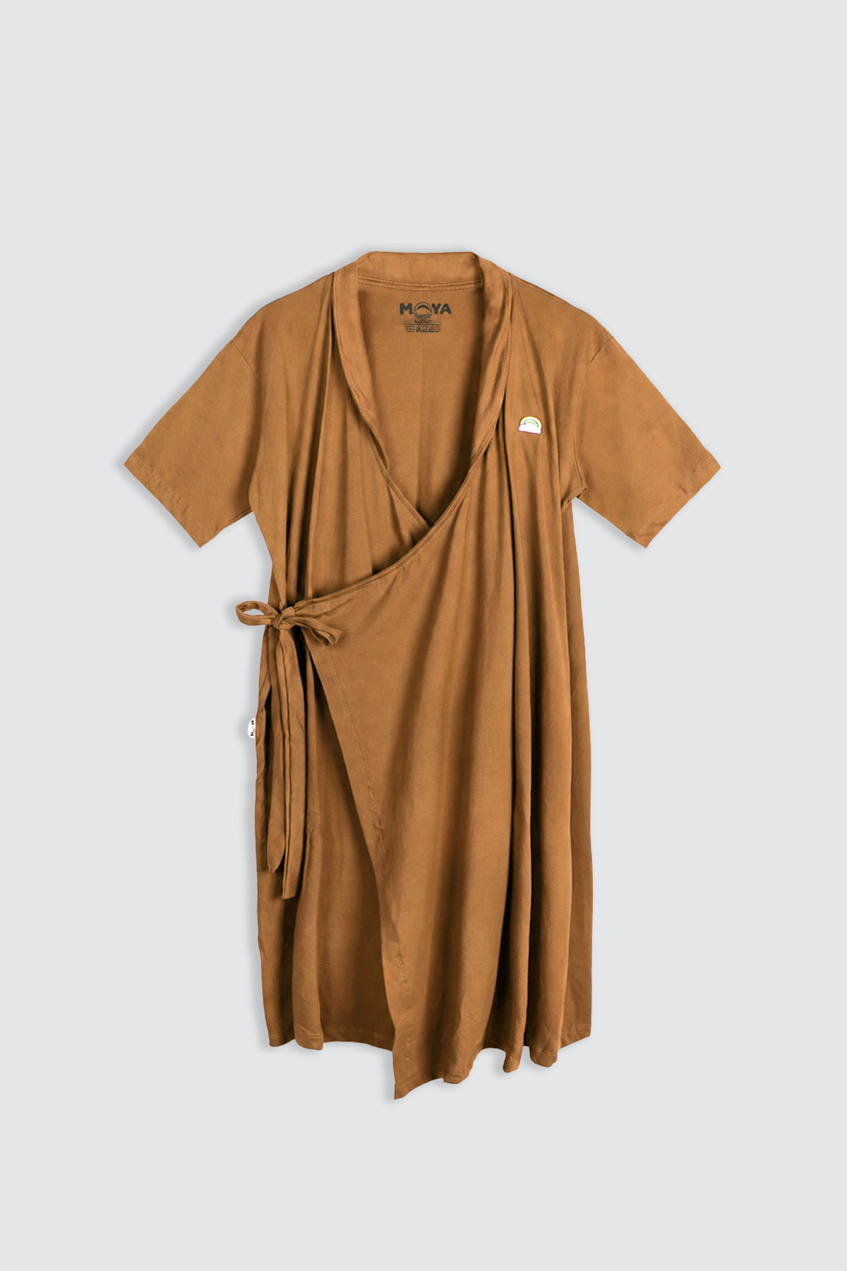 Moya-Short-Maternity-Kimono-Set-Almond-Brown-depan Moya Short Maternity Kimono Set Almond Brown depan
