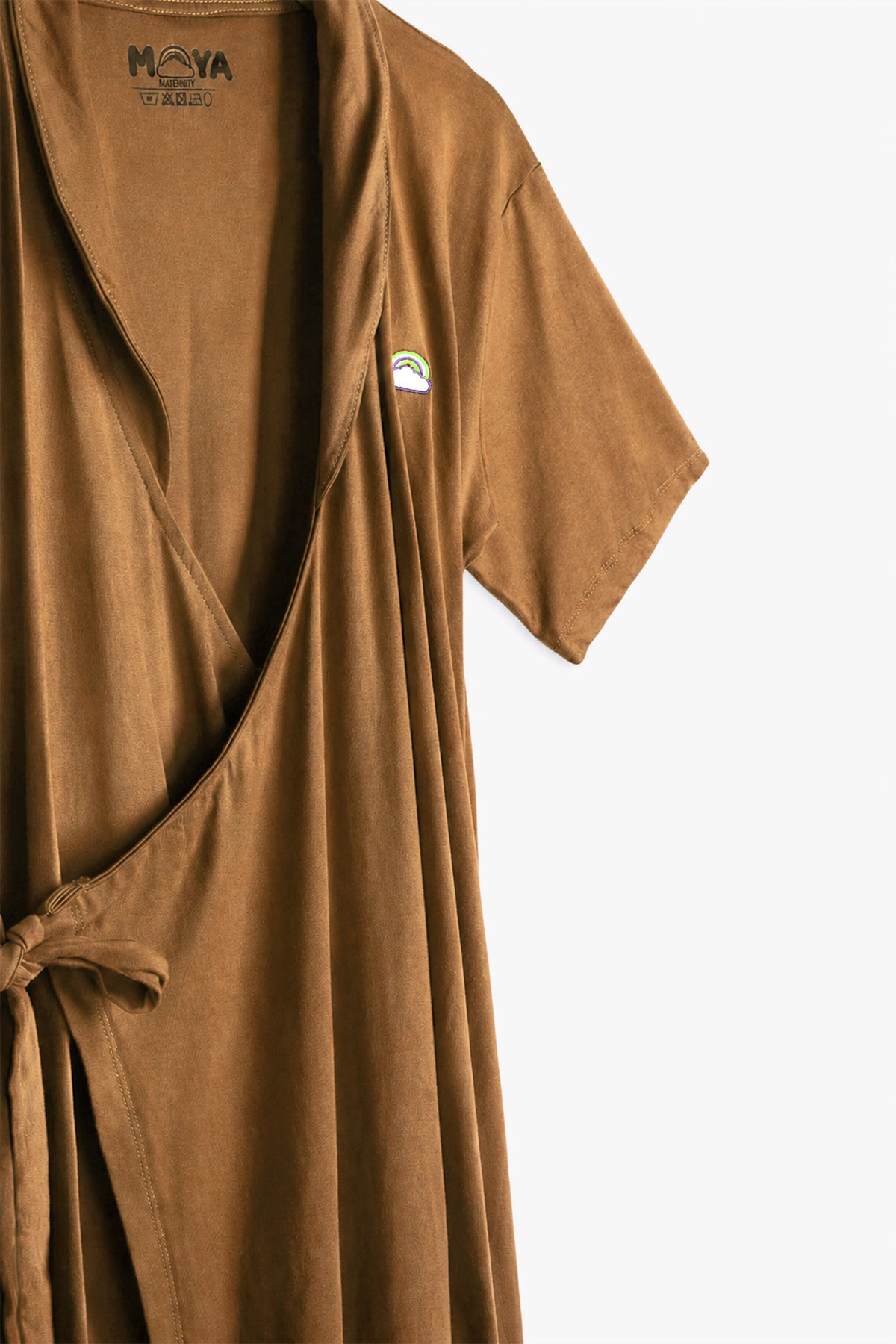 Moya-Short-Maternity-Kimono-Set-Almond-Brown-detail