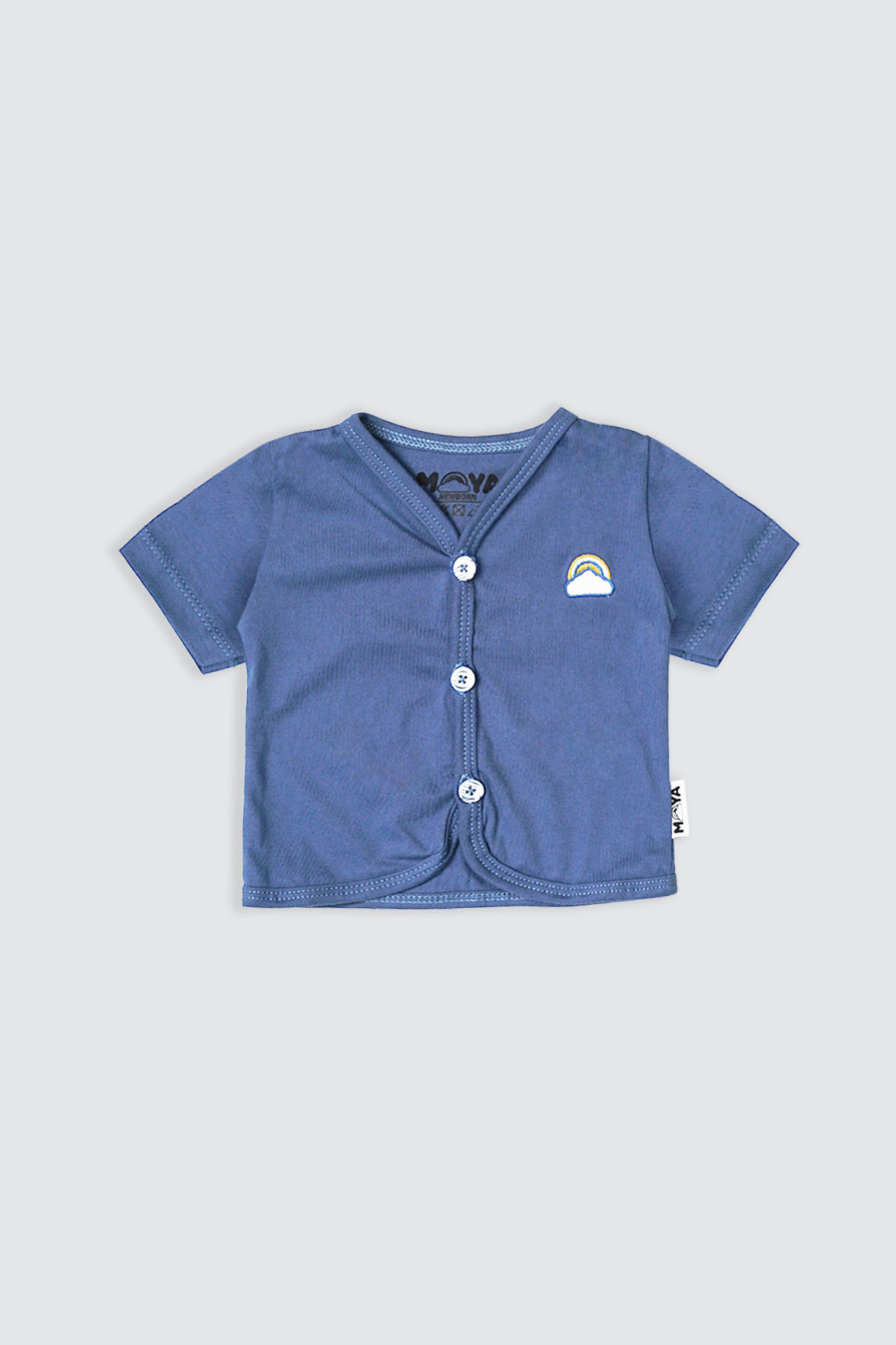 Newborn-Set-Short-Button-Denim-Blue-depan
