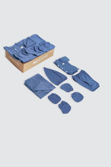 Newborn Set Short Button Denim Blue