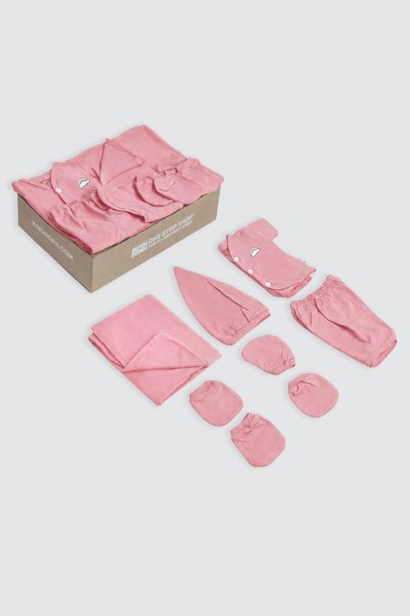 Newborn Set Short Button Peony Pink