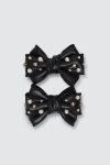 Harper-Leather-Bow-Hairclip-Pair-Black
