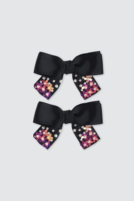 Hebe Bow Hairclip Pair Black