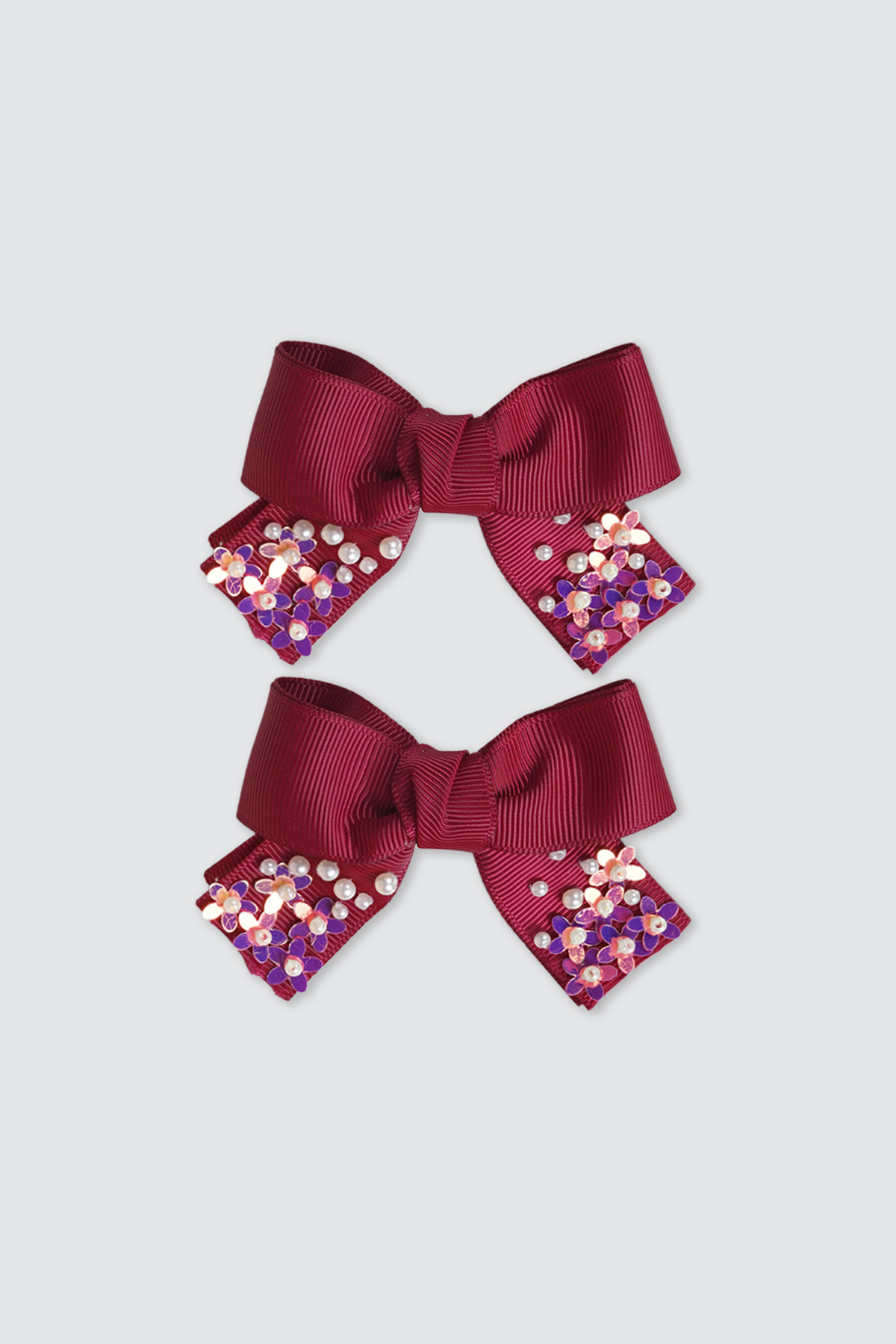 Hebe-Bow-Hairclip-Pair-Wine Hebe Bow Hairclip Pair Wine