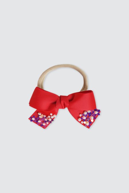 Hebe Bow Headband Nylon Red