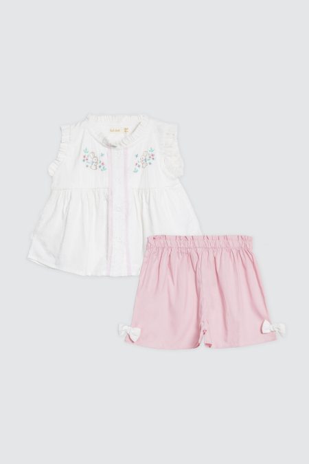Lili Bunny Set White Top Pink Pants