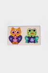 MIYU Montessori Puzzle Set of 2 3D Animal – Owl & Frog Tiger & Sheep Depan