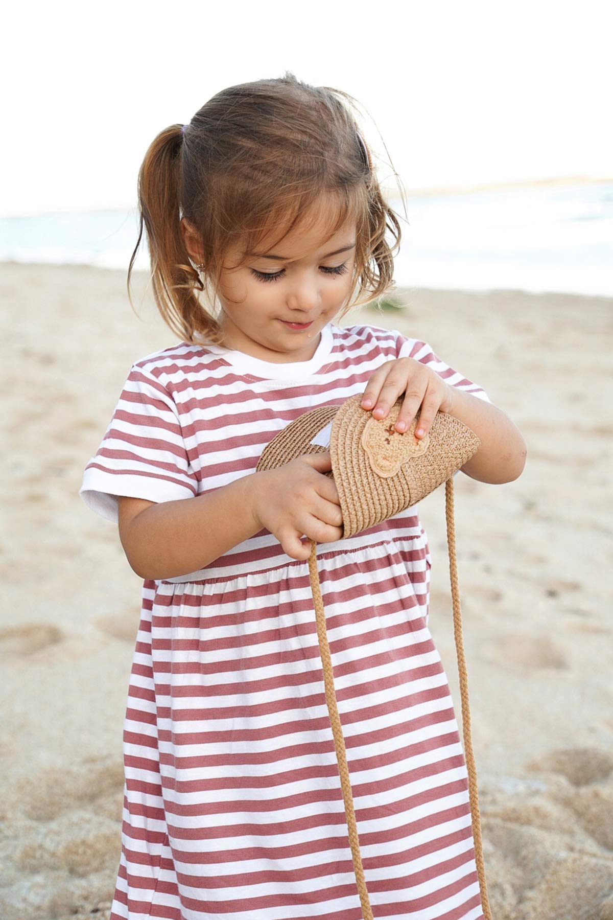 Zie Stripe Dress Maroon-On Model web 1