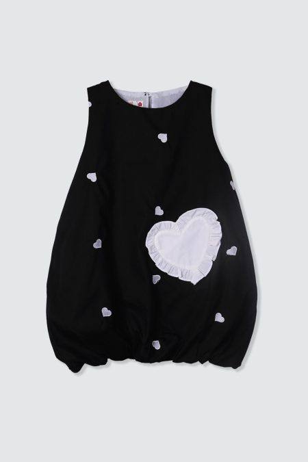 Hearty Balloon Dress Black White Hearts
