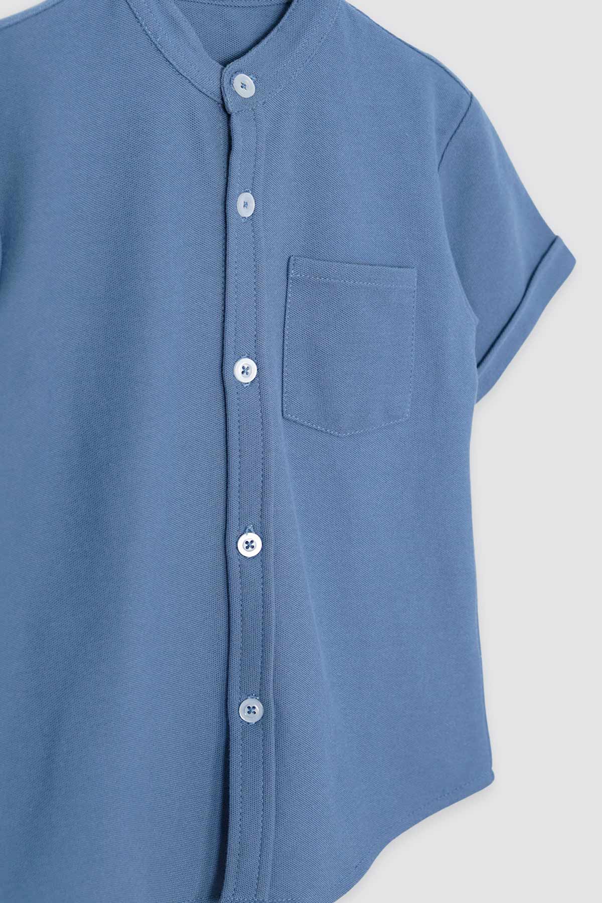Basic Short Sleeve Shirt Mineral Blue Detail