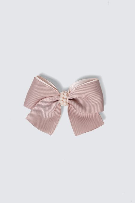 Mika Bow Grey Baby Pink Hairclip