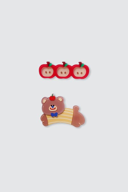 Apple Bear Acrylic Hair Clip