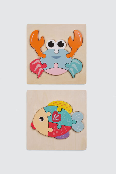 Set of 2 MIYU Montessori Puzzle 3D Animal - Crab And Fish
