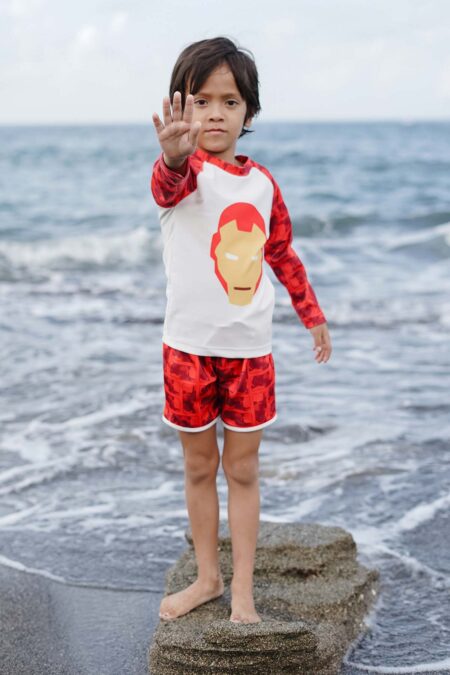 Marvel Avengers Iron Man Boys Long-Sleeve Rash Guard Set
