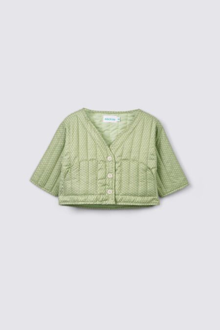 Quilted Kids Jacket Floral Green White