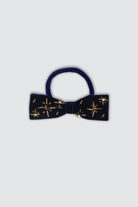 Sparkling Big Bow Navy Headband Nylon