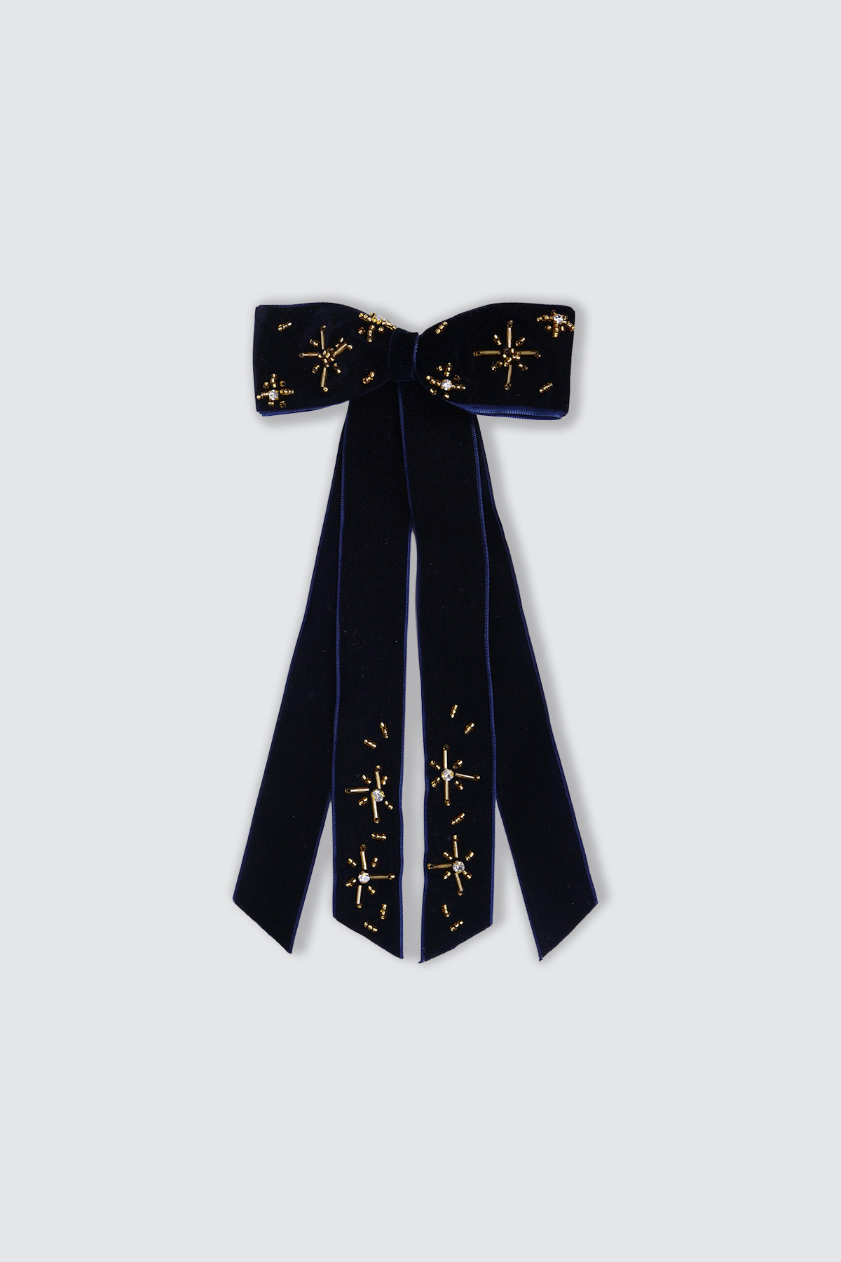 Sparkling-Long-Bow-Navy-Hairclip Sparkling Long Bow Navy Hairclip