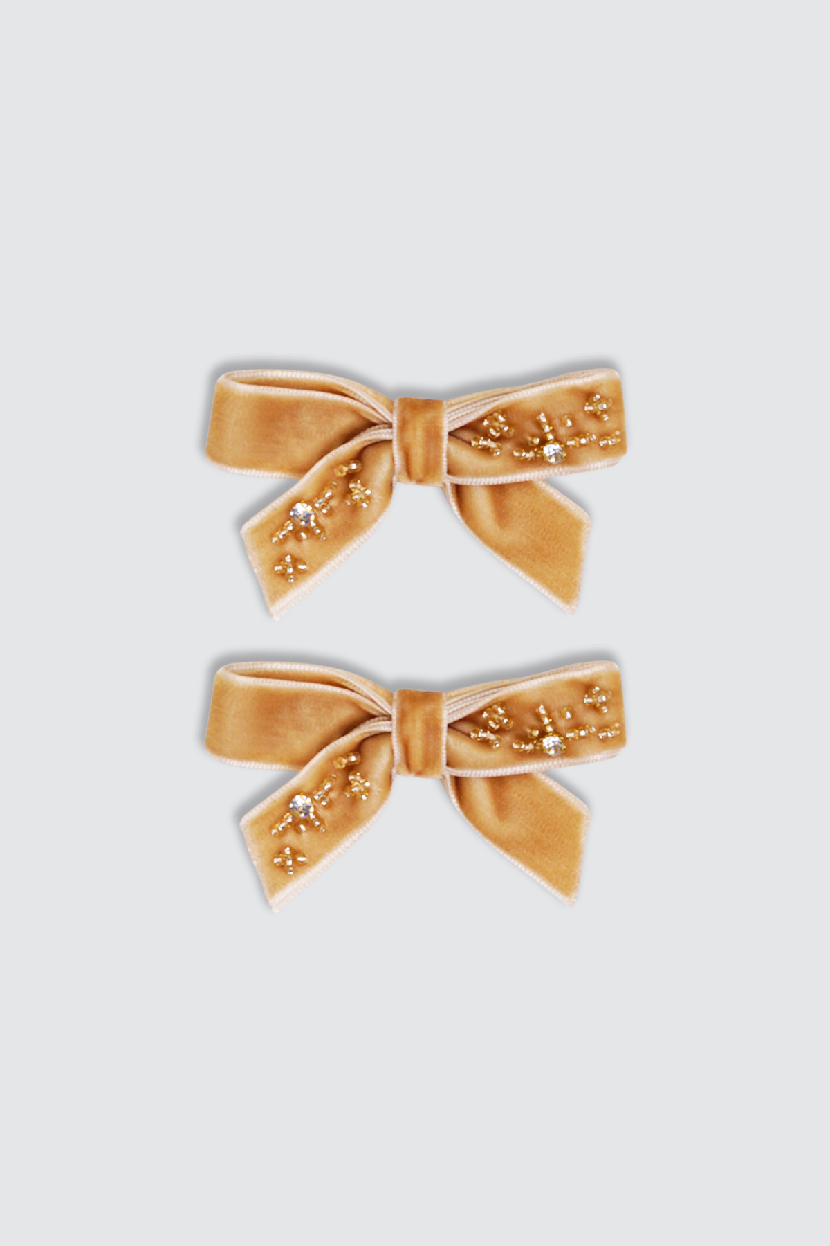 Sparkling-Small-Bow-Golden-Hairclip-Pair-depan Sparkling Small Bow Golden Hairclip Pair depan