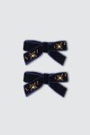 Sparkling-Small-Bow-Navy-Hairclip-Pair-depan