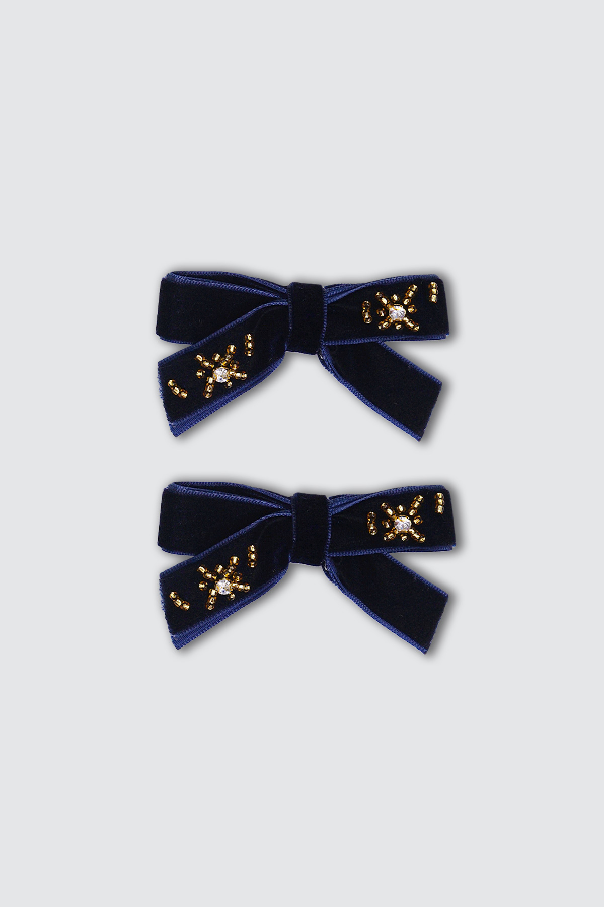 Sparkling-Small-Bow-Navy-Hairclip-Pair-depan Sparkling Small Bow Navy Hairclip Pair depan 1