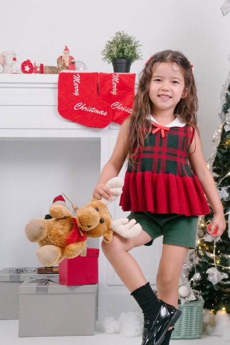 Joy Peplum Top Festive Red