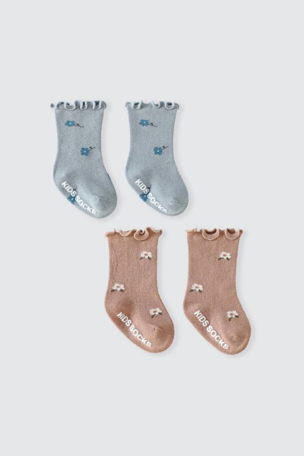 Set-of-2-Baby-Socks-Flower-pink-and-Blue-1