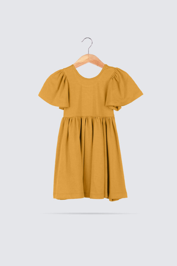 Twirl-Dress-Flared-Sleeve-Mustard