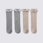 Set-of-2-Long-Socks-With-Bow-Grey-Creme-1