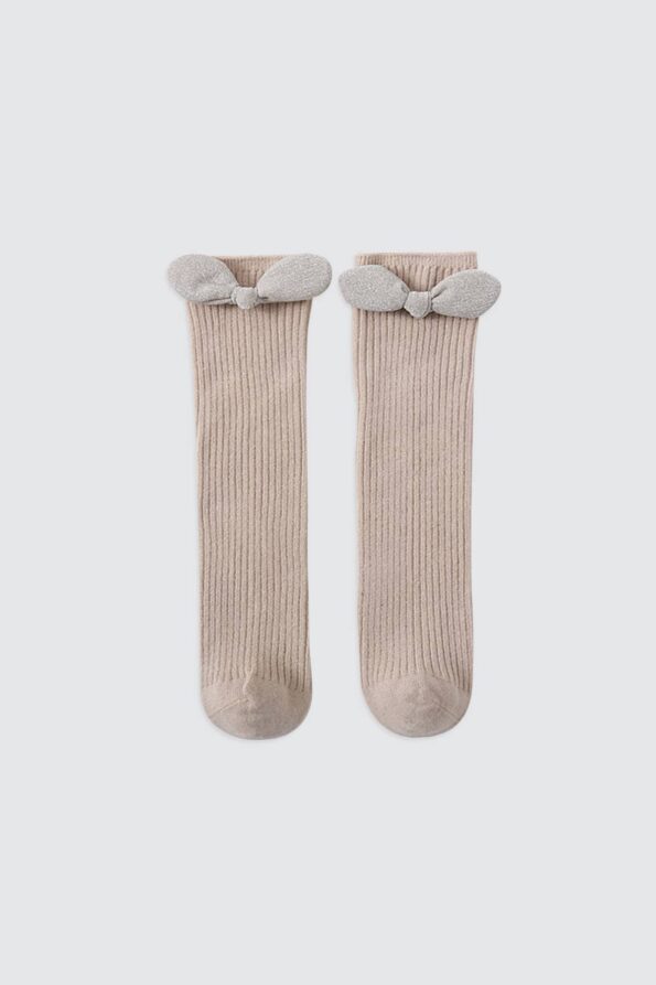 Set-of-2-Long-Socks-With-Bow-Grey-Creme-3