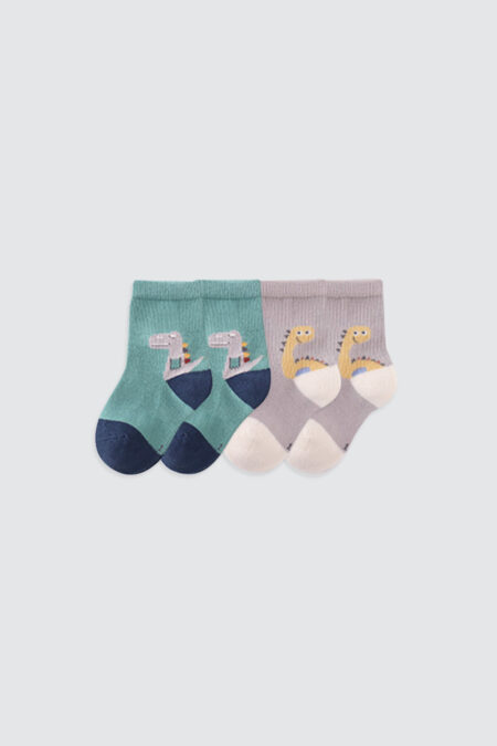 Dino Socks Green and Grey
