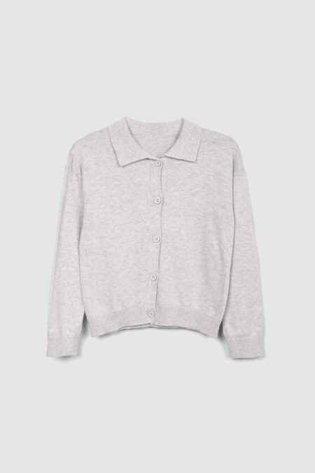 Aomori Knit Shirt Cardigan In Frosted Silver