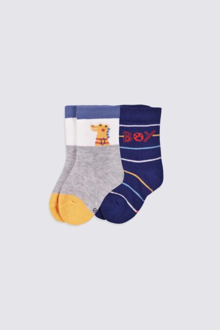 Set of 2 Pair Socks T-Rex Grey and Boy Navy