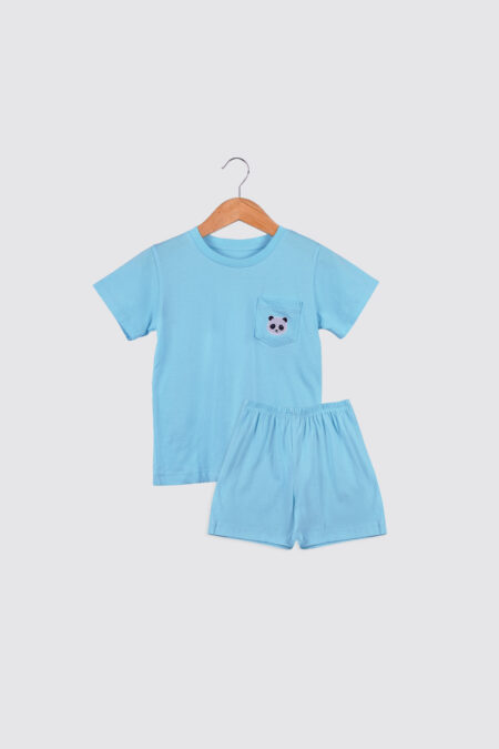 Pocket Tee Set Baby Blue Panda