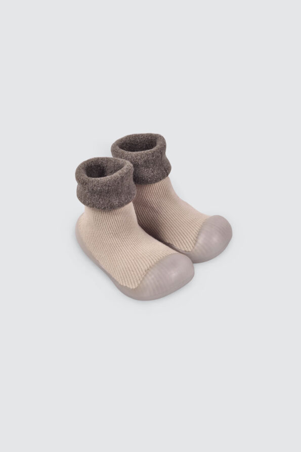 TNSS01-Slip-On-Prewalker-Sock-Shoes-Brown-3