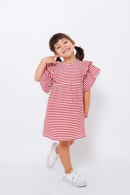 Petal Dress Red Stripe
