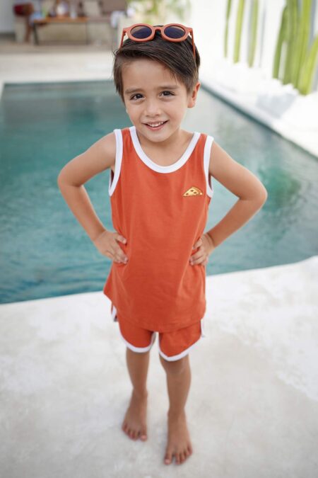 Retro Singlet Set Terracotta Pizza