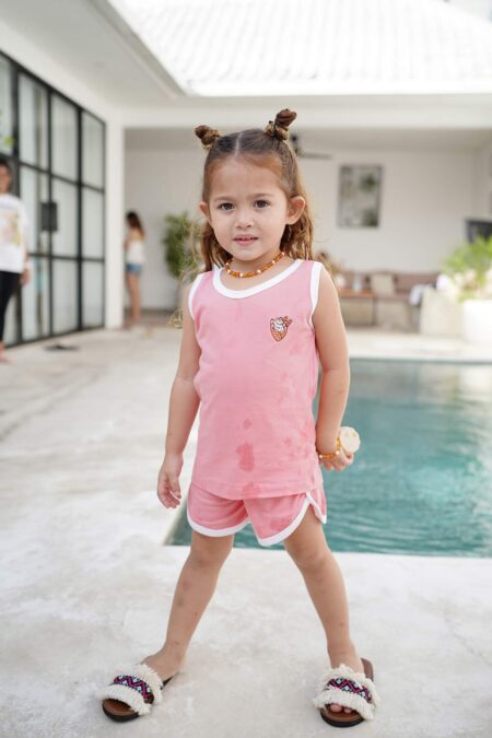 Retro Singlet Set Pink Crepes