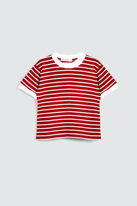 Zoe Stripe T-Shirt Maroon