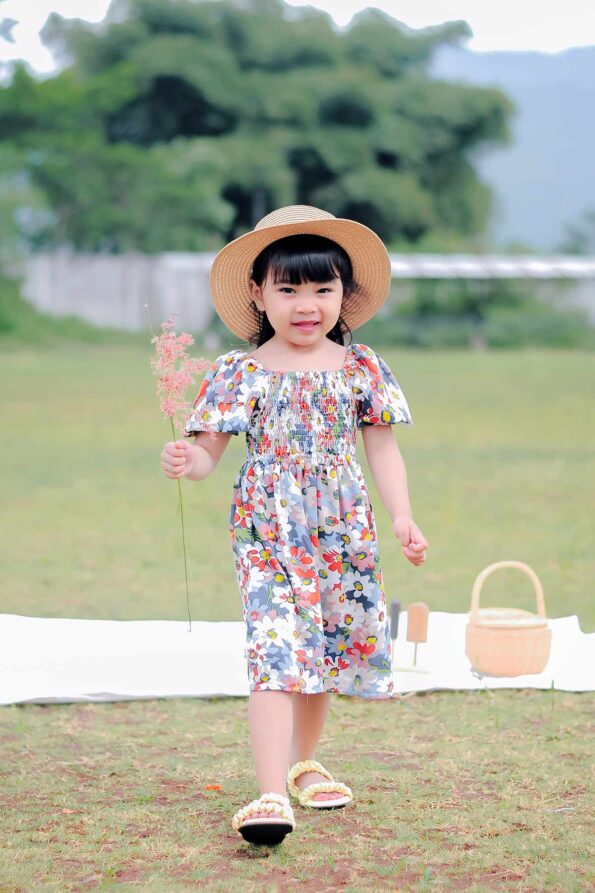 Victoria Dress Red Floral Model 1